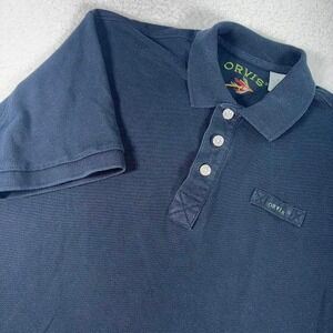 Orvis Polo Shirt Mens Medium  Black Fly Fishing Short Sleeve Golf Outdoors